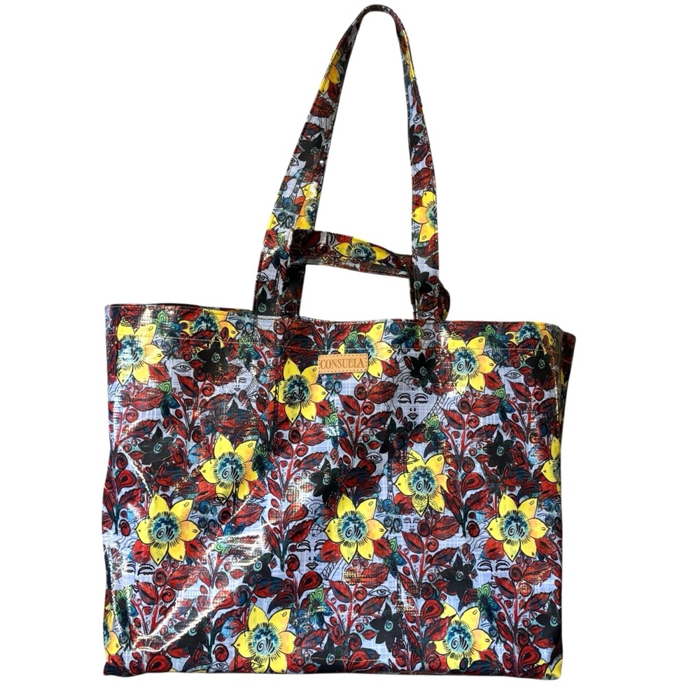 Sale! NEW Consuela Jumbo Tote Bag Sawyer Floral Sunflower faces Yellow Red Blue